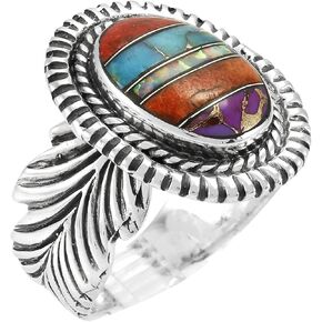 Turquoise Ring Sterling Silver 925 Genuine Gemstones Size 6 to 11