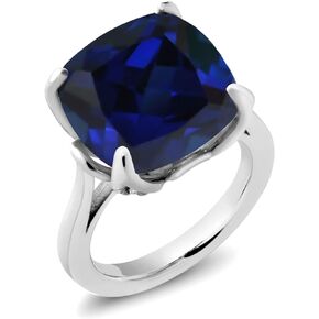 Gem Stone King 925 Sterling Silver Blue Created Sapphire and Pink Lab Grown Diamond Women Ring (14.10 Cttw, Available In Size 5, 6, 7, 8, 9)