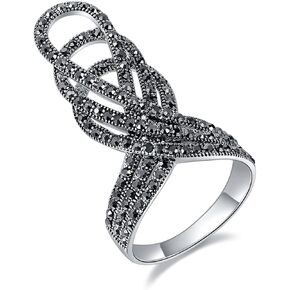 2020 New Black Rhinestones Crown Ring Retro Vintage Exaggerated Statement Rings For Women Unique Collection Costume Jewelry Accessories