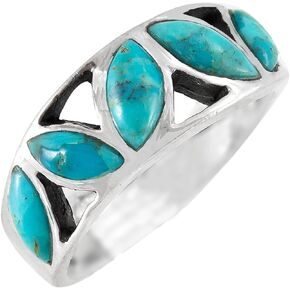 Turquoise Ring Sterling Silver 925 Genuine Gemstones Size 6 to 11
