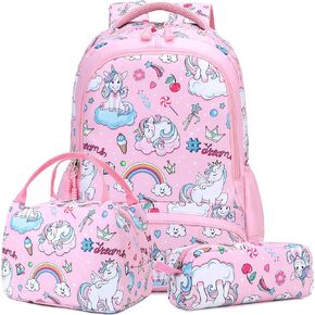 Meisohua School Backpacks Girls Unicorn Backpack with Lunch Bag and Pencil Case Kids 3 in 1 Bookbags School Bag Set