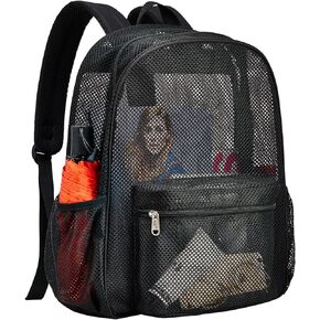 USPECLARE Heavy Duty Semi-Transparent Mesh Backpack，See Through College Student Backpack