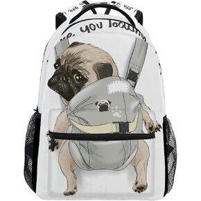 ALAZA Pug Dog Print Puppy Funny Quote Large Backpack for Kids Boys Girls Student Personalized Laptop iPad Tablet Travel School Bag with Multiple Pockets in Kuwait