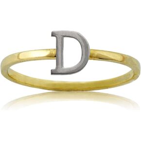 LoveBling 10k Yellow Gold Two-Tone Ladies Alphabet Initial Rings