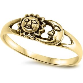 CHOOSE YOUR COLOR Sterling Silver Sun Moon Universe Ring