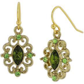 1928 Jewelry Gold-Tone Crystal Navette Drop Earrings