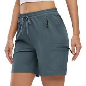 Gopune Women's Hiking Cargo Shorts Quick Dry Lightweight Stretch Shorts Outdoor Athletic Summer Shorts with Zipper Pockets