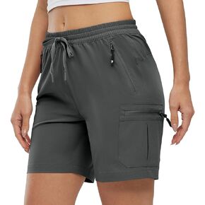 Gopune Women's Hiking Cargo Shorts Quick Dry Lightweight Stretch Shorts Outdoor Athletic Summer Shorts with Zipper Pockets