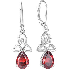Irish Celtic Dangle Earrings 925 Sterling Silver Triangle Drop Earrings Good Luck Jewelry for Women