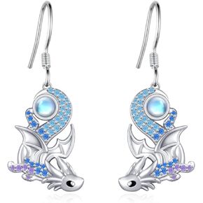 Dragon Earrings 925 Sterling Silver Moonstone Dragon Earrings for Women Dragon Jewelry Gifts for Women Teen Girls
