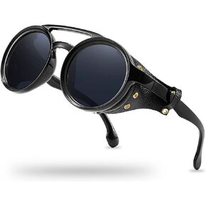 Technigadgets Finnegan Steampunk Retro Sunglasses (Polarized Black Grey)