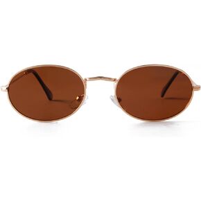 JUDOO Oval Sunglasses for Women Men Vintage 90s Metal Frame Black Glasses