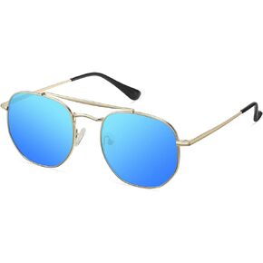 Hexagon Polarized Sunglasses for Women Men Double Bridge Polygon Retro Sunglasses