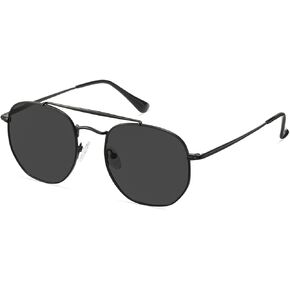 Hexagon Polarized Sunglasses for Women Men Double Bridge Polygon Retro Sunglasses