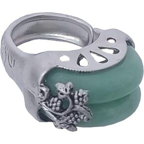 Hanbok Ring Jade Korea Traditional Accessory Woman Junior Natural Light Green Size Adjustable R005LT