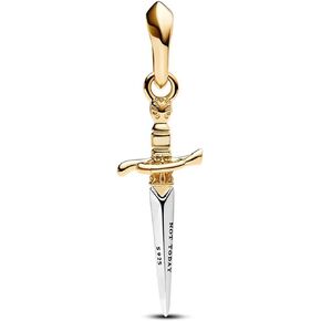 Throne Movie S925 Sterling Silver Charm for Bracelet Necklace Charm Dangle Golden Sword Charm for Women Girl Birthday Gifts