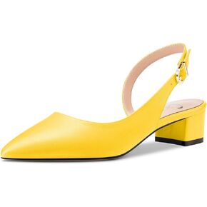 Castamere Women Chunky Block Low Kitten Heel Pointed Toe Slingback Pumps Classic Cute Party Office 1.4 Inches Heels