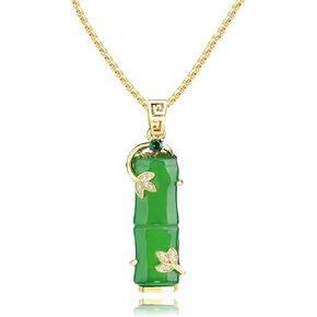Jade Necklace Green Jade Pendant 18K Gold Plated Necklace Jade Crystal Jewelry for Women Green Crystal Necklace Jade Jewelry for Women Men Green Jewelry