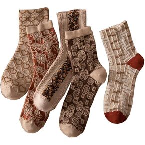 LLPUSLUO 5 Pairs Women's Socks Retro Ethnic Flower Style Funny Casual Harajuku Girls Socks Pack Gift for Ladies Socking in Saudi Arabia