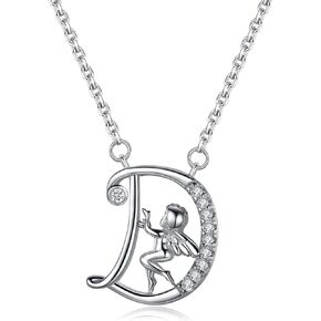 VIKI LYNN Initial Necklace for Women 925 Sterling Silver 26 Alphabets Letter and Angel Necklace