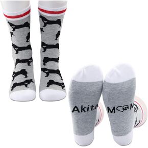 PXTIDY 2 PAIRS Akita Mom Socks Akita Print Dog Socks Pet Dog Owner Gifts Akita Lover Gifts for Women Wife Girlfriend