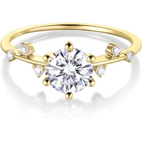 1.1 CT Moissanite Engagement Rings for Women 925 Sterling Silver Plated 18K Gold Wedding Anniversary Promise Rings for Her