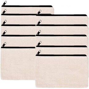10 PCS Canvas Makeup Bag Cosmetic Pouch Blank Zipper Bag-9.1 × 5.9 inch