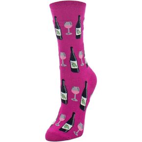 MeMoi Wine Glass Bamboo Blend Crew Socks