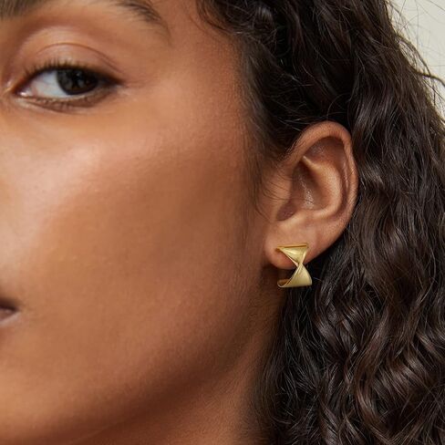 KissYan أقراط هوب ذهبية مكتنزة للنساء، 14K مطلية بالذهب خفيفة الوزن مجوفة مفتوحة الأطواق سميكة دمعة أقراط فضة آخر هدايا مجوهرات الأزياء in Kuwait