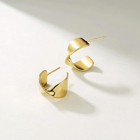 KissYan أقراط هوب ذهبية مكتنزة للنساء، 14K مطلية بالذهب خفيفة الوزن مجوفة مفتوحة الأطواق سميكة دمعة أقراط فضة آخر هدايا مجوهرات الأزياء in Kuwait