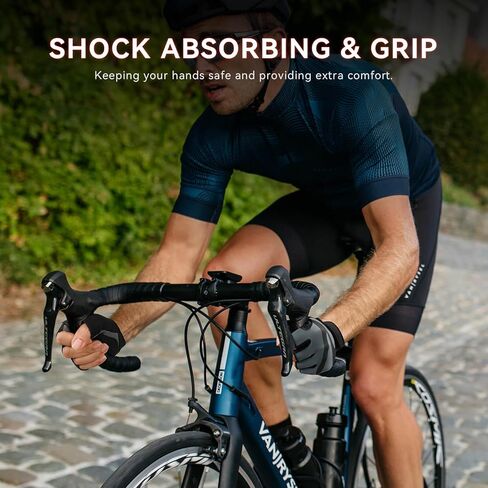 قفازات ركوب الدراجات من OZERO للرجال: قفازات جل قابلة للتنفس لركوب الدراجات على الطرق الجبلية، قفاز دراجة مضاد للانزلاق للياقة البدنية وصالة الألعاب الرياضية والتدريب والرياضات الخارجية باللون الرمادي in Kuwait