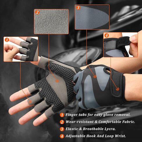 قفازات ركوب الدراجات من OZERO للرجال: قفازات جل قابلة للتنفس لركوب الدراجات على الطرق الجبلية، قفاز دراجة مضاد للانزلاق للياقة البدنية وصالة الألعاب الرياضية والتدريب والرياضات الخارجية باللون الرمادي in Kuwait
