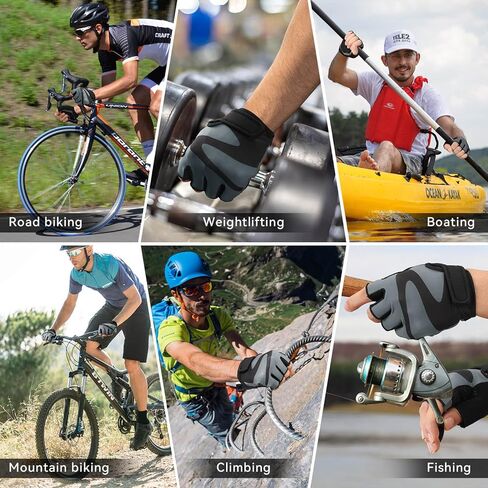 قفازات ركوب الدراجات من OZERO للرجال: قفازات جل قابلة للتنفس لركوب الدراجات على الطرق الجبلية، قفاز دراجة مضاد للانزلاق للياقة البدنية وصالة الألعاب الرياضية والتدريب والرياضات الخارجية باللون الرمادي in Kuwait