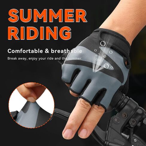 قفازات ركوب الدراجات من OZERO للرجال: قفازات جل قابلة للتنفس لركوب الدراجات على الطرق الجبلية، قفاز دراجة مضاد للانزلاق للياقة البدنية وصالة الألعاب الرياضية والتدريب والرياضات الخارجية باللون الرمادي in Kuwait
