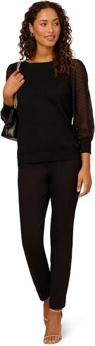 Adrianna Papell Women's Bateau Neck Clip Dot 3/4 Sleeve Sweater in Saudi Arabia