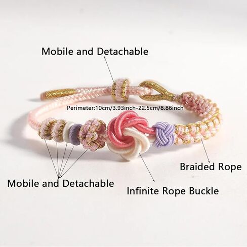 Granddaughter Bracelet for Women, Cute Pink Peach Blossom Knot Bracelet from Grandma Trendy Handmade Braided Charms Bracelets Holiday Jewelry Gifts in Kuwait