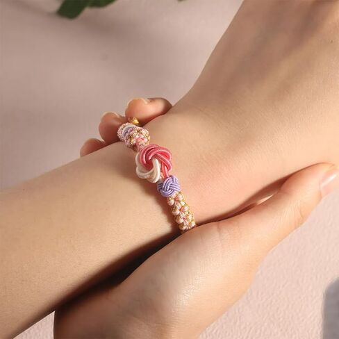 Granddaughter Bracelet for Women, Cute Pink Peach Blossom Knot Bracelet from Grandma Trendy Handmade Braided Charms Bracelets Holiday Jewelry Gifts in Kuwait