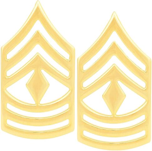 رتبة شيفرون الجيش: المجندين: الرقيب الأول (E-8-1SG). السعر لكل زوج، ذهبي، مقاس واحد, ذهبي, مقاس واحد in Kuwait