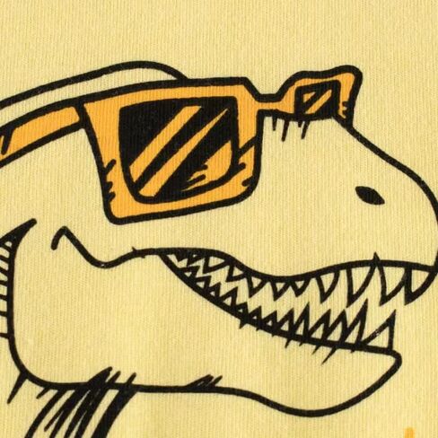 تي شيرت للأطفال الصغار بأكمام قصيرة 100% قطن كاجوال أبيض وأصفر ديناصورات قرش جرافيك بياقة مستديرة للأطفال صيفي 3 قطع in Kuwait