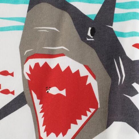 تي شيرت للأطفال الصغار بأكمام قصيرة 100% قطن كاجوال أبيض وأصفر ديناصورات قرش جرافيك بياقة مستديرة للأطفال صيفي 3 قطع in Kuwait