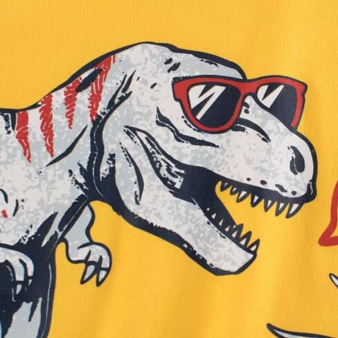 تي شيرت للأطفال الصغار بأكمام قصيرة 100% قطن كاجوال أبيض وأصفر ديناصورات قرش جرافيك بياقة مستديرة للأطفال صيفي 3 قطع in Kuwait