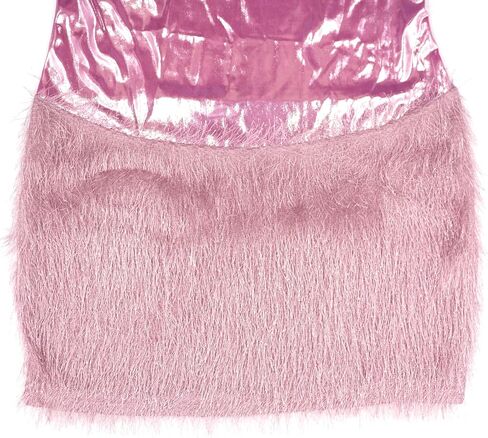 ANKOMINA Women Shiny One Shoulder Tank Tops Bodysuit Furry Mini Skirt Two Pieces Outfits Dresses Bodycon for Party Club in Kuwait