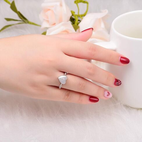 925 فضة الصليب الجرة البنصر للنساء دائما في قلبي تذكار مجوهرات جنائزية تذكارية الجرار خواتم للرماد in Kuwait