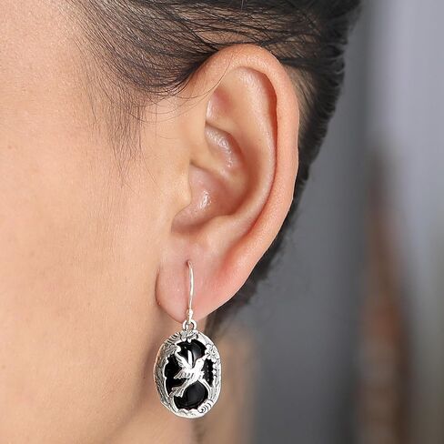NOVICA Onyx .925 Sterling Silver Dangle Earrings 'Nature's Freedom' in Saudi Arabia
