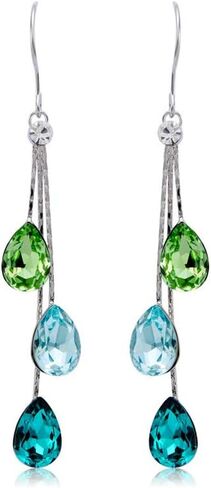Crystal Earrings for Women - Long Chandelier Dangle Crystal Drops - Luxury Earrings with Crystals - Evening Wear/Party/Date Night Showstopper Jewelry - Blush, Champagne, Teal, Blue in Saudi Arabia