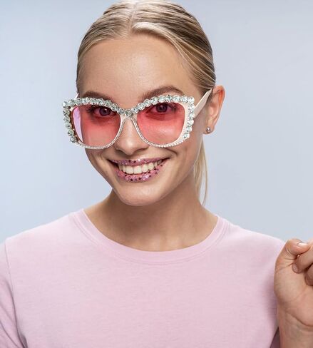 FEISEDY Cat Eye Women Sunglasses Vintage Square Crystal Rhinestone Sparkling Bejewelled Sunglasses Costume Party B9129 in Saudi Arabia