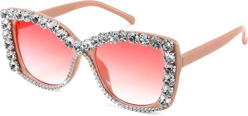 FEISEDY Cat Eye Women Sunglasses Vintage Square Crystal Rhinestone Sparkling Bejewelled Sunglasses Costume Party B9129 in Saudi Arabia