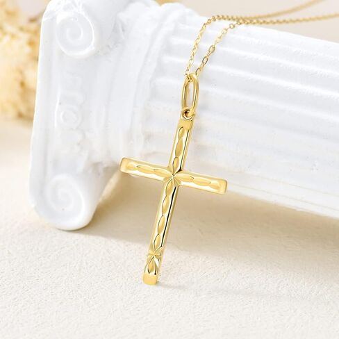 SISGEM Solid 14K Gold Cross Necklace, Real Gold Faith Cross Pendant Necklace Religious Jewelry for Women Anniversary Birhtday Mother's Day Jewelry Gifts for Mom, Wife, 16+2 Inch in Saudi Arabia