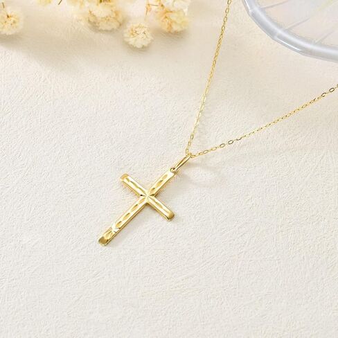 SISGEM Solid 14K Gold Cross Necklace, Real Gold Faith Cross Pendant Necklace Religious Jewelry for Women Anniversary Birhtday Mother's Day Jewelry Gifts for Mom, Wife, 16+2 Inch in Saudi Arabia