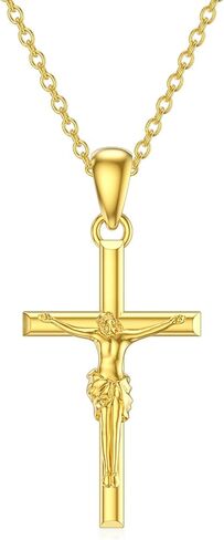 SISGEM Solid 14K Gold Cross Necklace, Real Gold Faith Cross Pendant Necklace Religious Jewelry for Women Anniversary Birhtday Mother's Day Jewelry Gifts for Mom, Wife, 16+2 Inch in Saudi Arabia